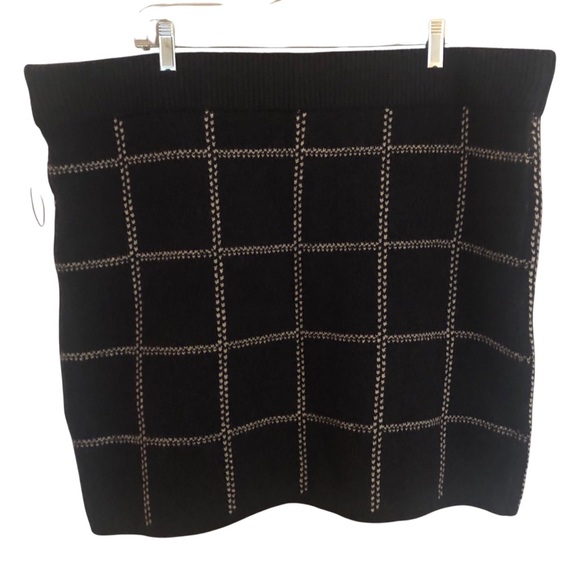 a new day Navy Plaid Sweater Knit Mini Skirt Size 2X NWOT - Picture 6 of 10